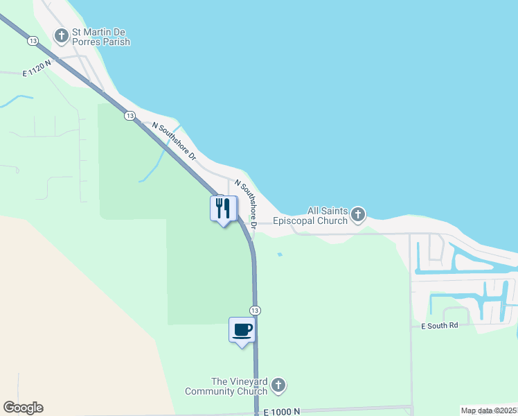 map of restaurants, bars, coffee shops, grocery stores, and more near 10660 North Southshore Drive in Syracuse