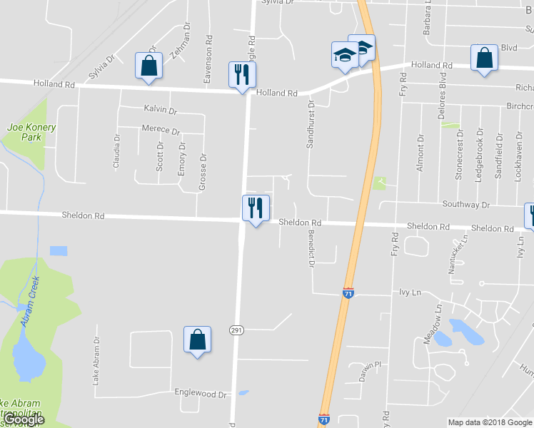 map of restaurants, bars, coffee shops, grocery stores, and more near 6564 Liberty Bell Drive in Brook Park