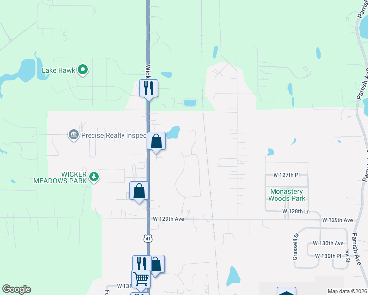 map of restaurants, bars, coffee shops, grocery stores, and more near in Cedar Lake
