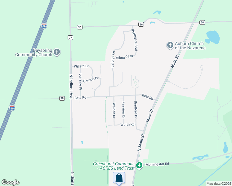 map of restaurants, bars, coffee shops, grocery stores, and more near 214 Betz Road in Auburn