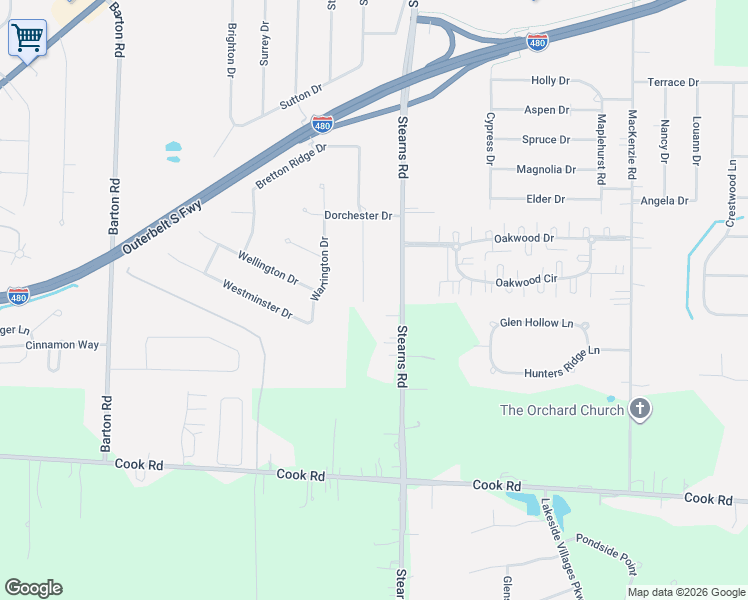 map of restaurants, bars, coffee shops, grocery stores, and more near 7011 Chadbourne Drive in North Olmsted