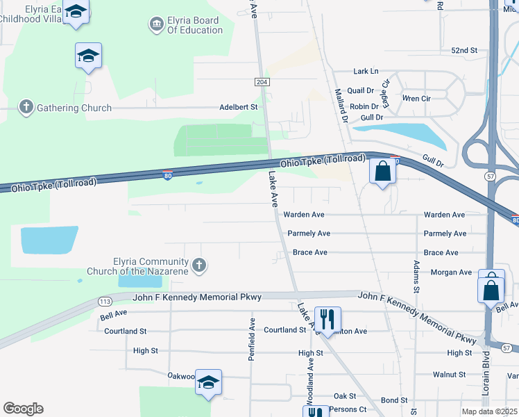 map of restaurants, bars, coffee shops, grocery stores, and more near 41737 Emerson Court in Elyria