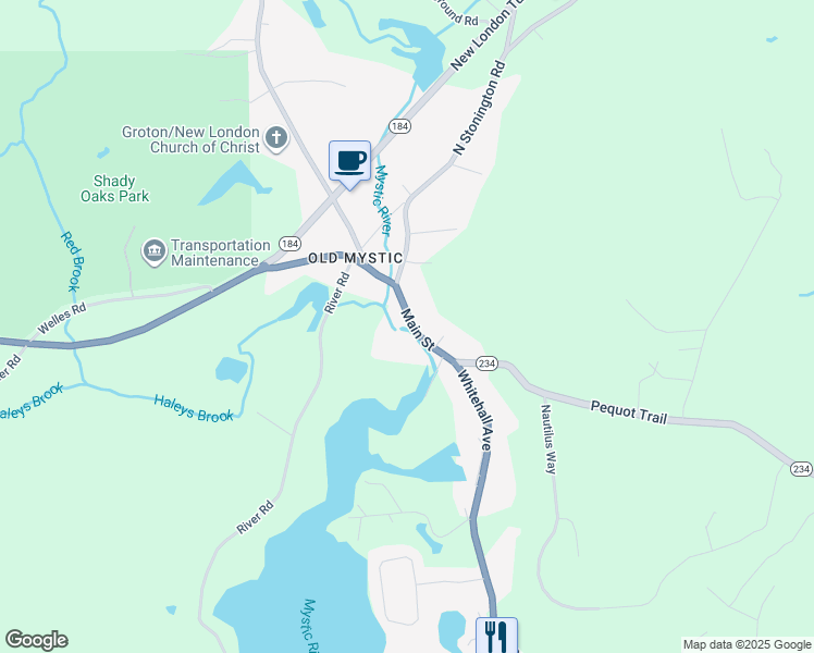 map of restaurants, bars, coffee shops, grocery stores, and more near 29 Main Street in Stonington