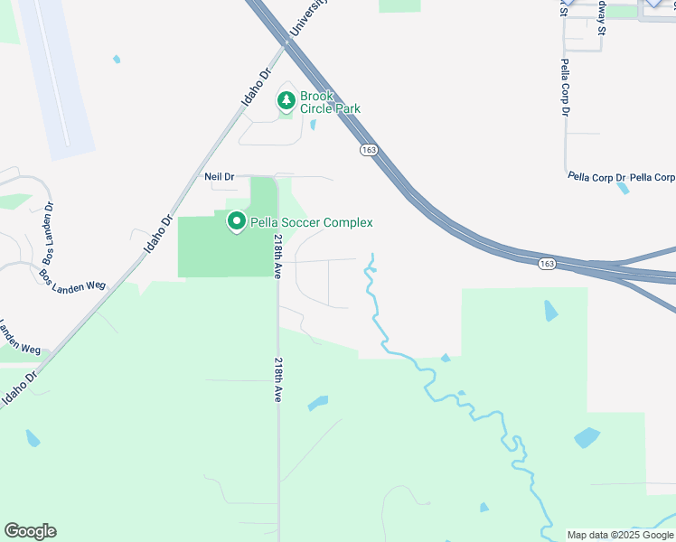 map of restaurants, bars, coffee shops, grocery stores, and more near 600 Spring Valley Lane in Pella