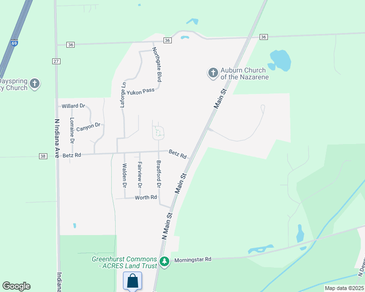 map of restaurants, bars, coffee shops, grocery stores, and more near 108 Betz Road in Auburn