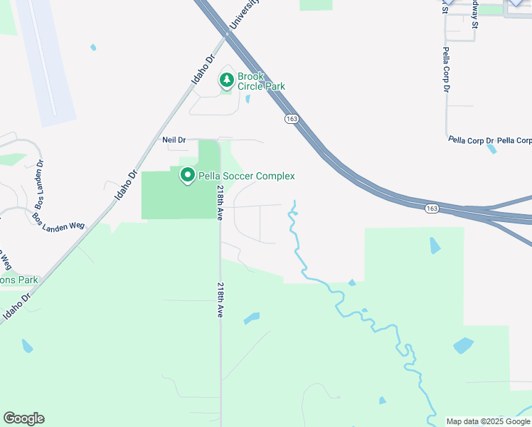 map of restaurants, bars, coffee shops, grocery stores, and more near 600 Spring Valley Lane in Pella