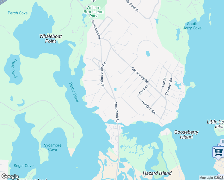 map of restaurants, bars, coffee shops, grocery stores, and more near Succotash Road in South Kingstown