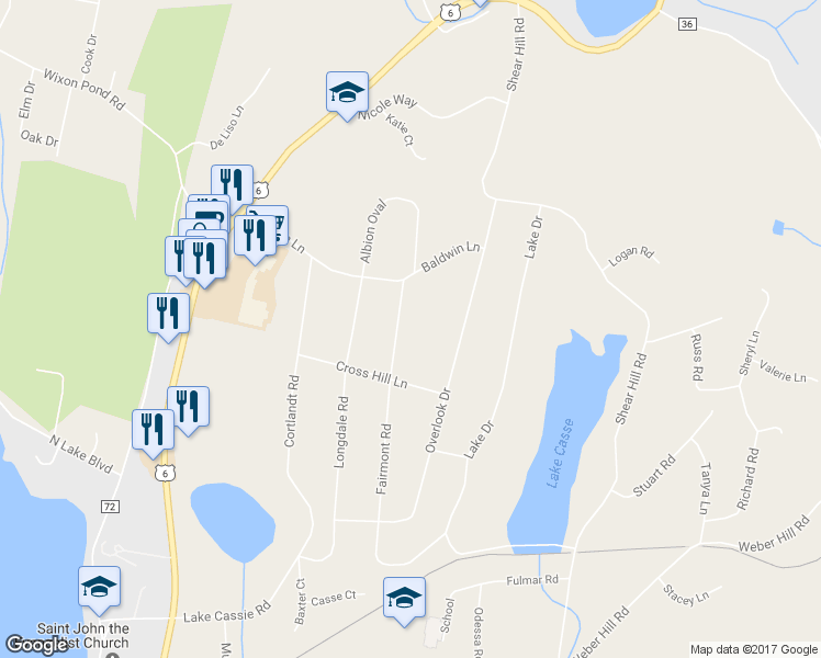 map of restaurants, bars, coffee shops, grocery stores, and more near 134 Fairmont Road in Mahopac
