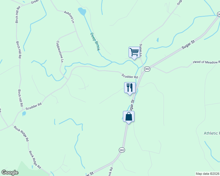 map of restaurants, bars, coffee shops, grocery stores, and more near 14 Robin Hill Road in Newtown