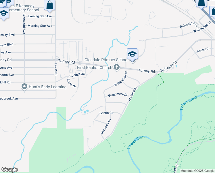 map of restaurants, bars, coffee shops, grocery stores, and more near 635 West Glendale Street in Bedford