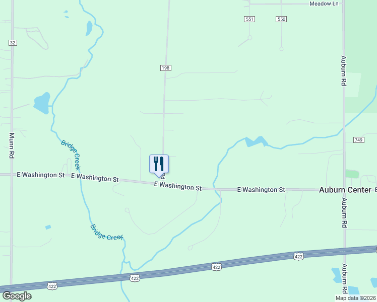 map of restaurants, bars, coffee shops, grocery stores, and more near 10656 East Washington Street in Chagrin Falls