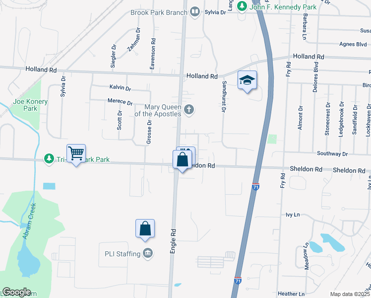 map of restaurants, bars, coffee shops, grocery stores, and more near in Middleburg Heights