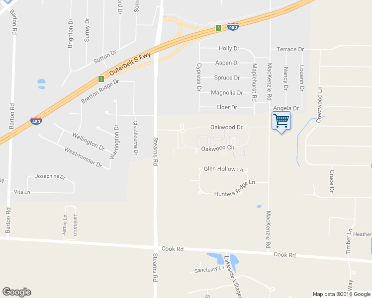 map of restaurants, bars, coffee shops, grocery stores, and more near 27083 Oakwood Circle in Cuyahoga County