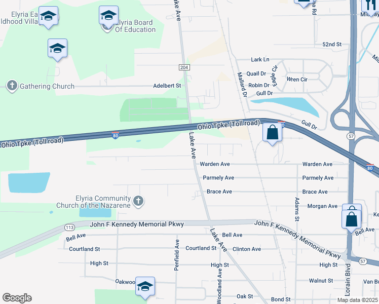 map of restaurants, bars, coffee shops, grocery stores, and more near 41737 Emerson Court in Elyria