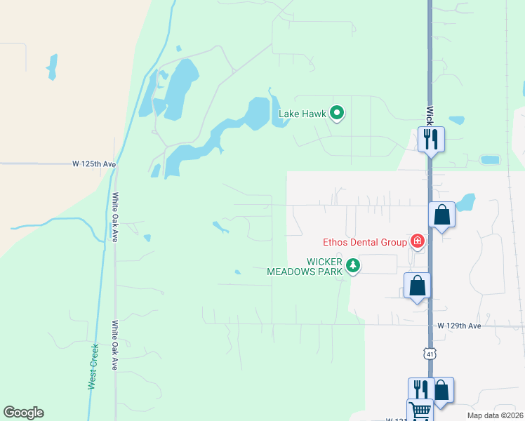 map of restaurants, bars, coffee shops, grocery stores, and more near 12524 Magoun Street in Cedar Lake