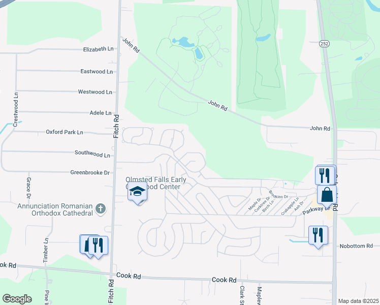 map of restaurants, bars, coffee shops, grocery stores, and more near 8 Pageant Lane in Olmsted Falls