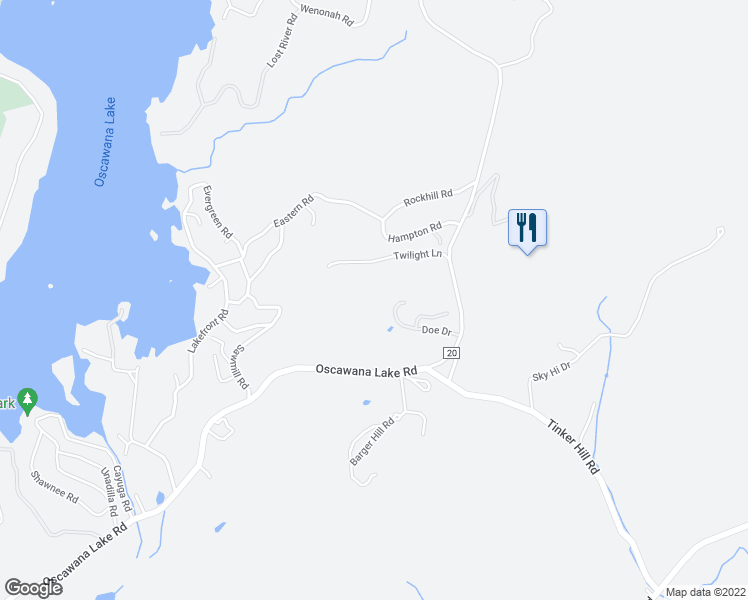 map of restaurants, bars, coffee shops, grocery stores, and more near 90 Indian Lake Road in Putnam County