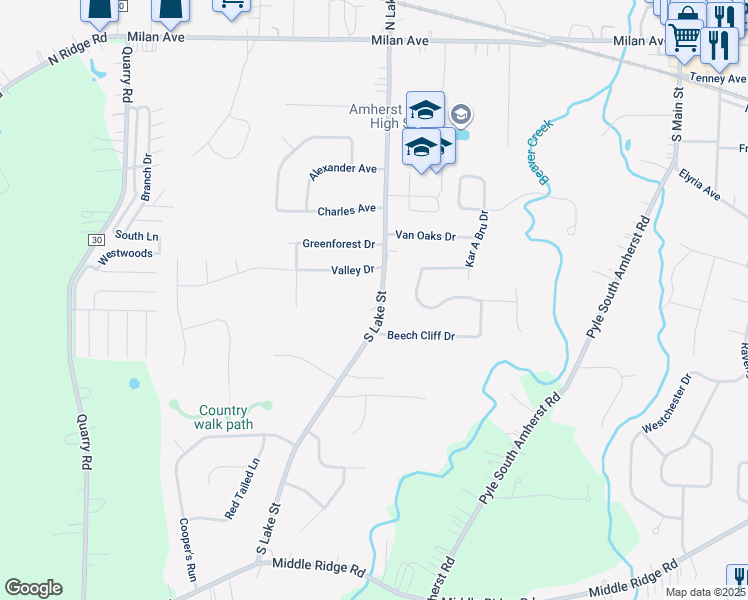 map of restaurants, bars, coffee shops, grocery stores, and more near 616 South Lake Street in Amherst
