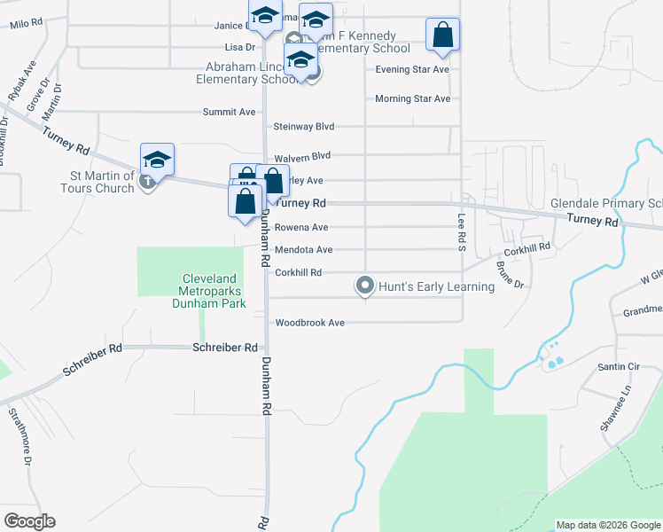 map of restaurants, bars, coffee shops, grocery stores, and more near 15801 Mendota Avenue in Maple Heights