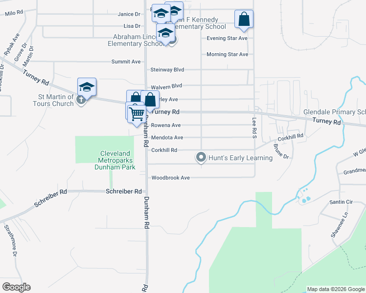 map of restaurants, bars, coffee shops, grocery stores, and more near 15801 Mendota Avenue in Maple Heights