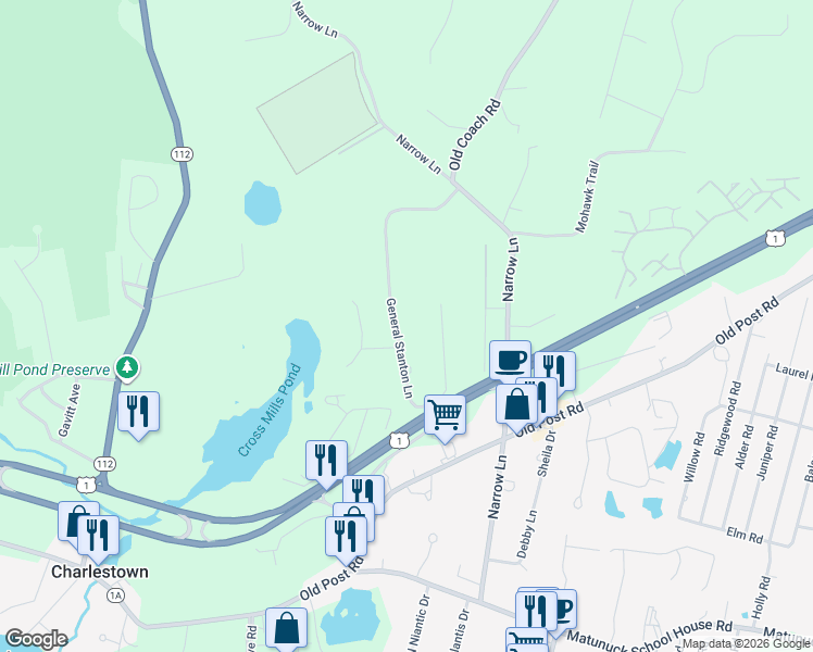 map of restaurants, bars, coffee shops, grocery stores, and more near 53 General Stanton Lane in Charlestown