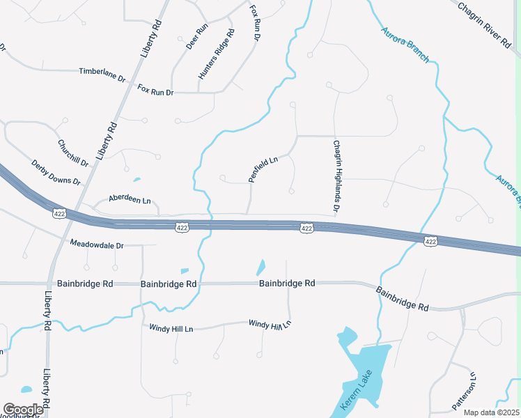 map of restaurants, bars, coffee shops, grocery stores, and more near 6229 Penfield Lane in Solon