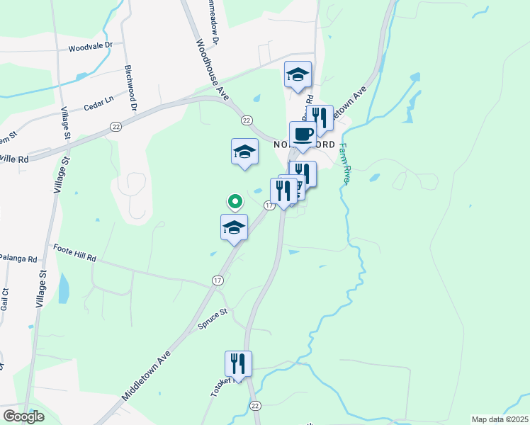 map of restaurants, bars, coffee shops, grocery stores, and more near 1370 Middletown Avenue in Northford