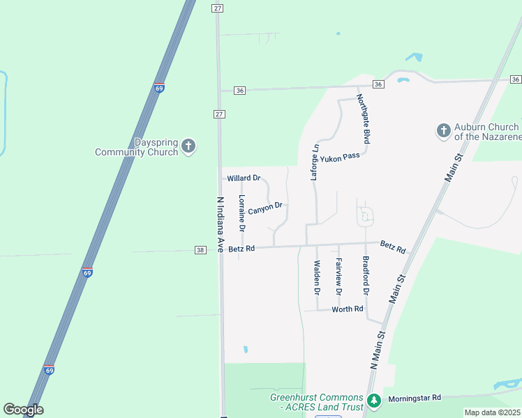 map of restaurants, bars, coffee shops, grocery stores, and more near Canyon Drive in Auburn