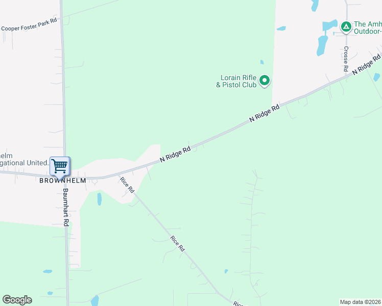 map of restaurants, bars, coffee shops, grocery stores, and more near 48903 North Ridge Road in Amherst