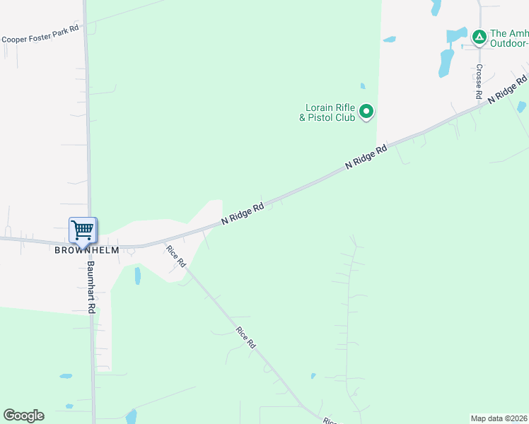 map of restaurants, bars, coffee shops, grocery stores, and more near 48903 North Ridge Road in Amherst