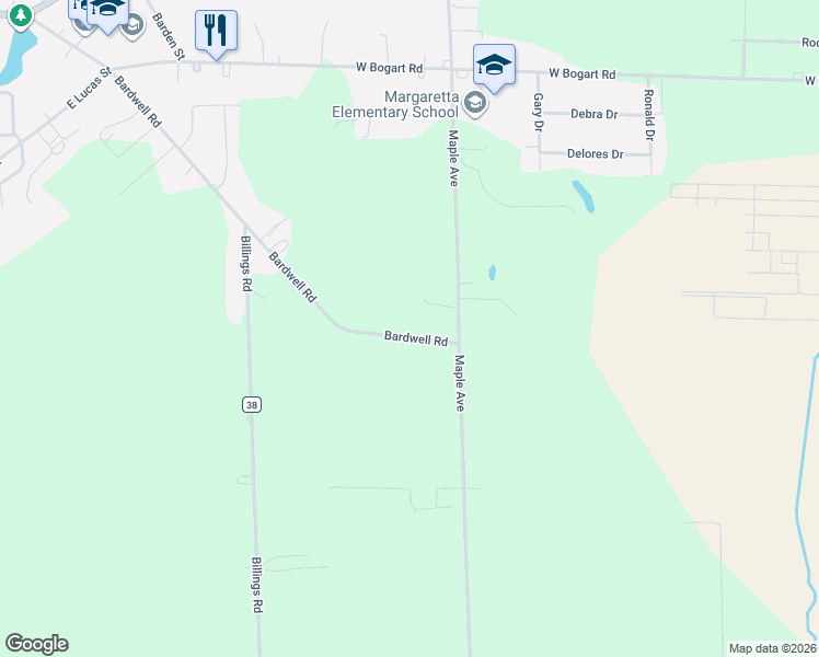 map of restaurants, bars, coffee shops, grocery stores, and more near 6017 Bardwell Road in Castalia