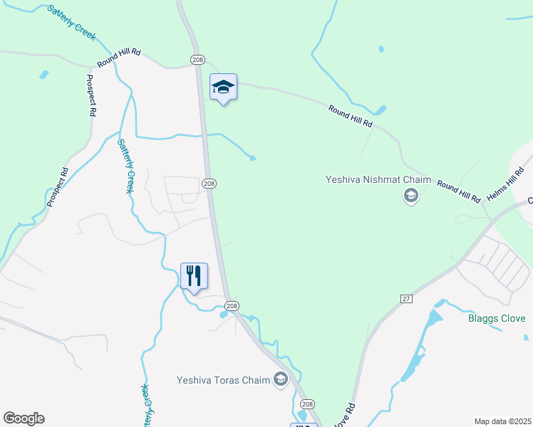 map of restaurants, bars, coffee shops, grocery stores, and more near 1276 New York 208 in Monroe