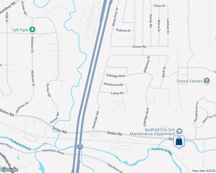 map of restaurants, bars, coffee shops, grocery stores, and more near 24120 Sherborne Road in Bedford Heights
