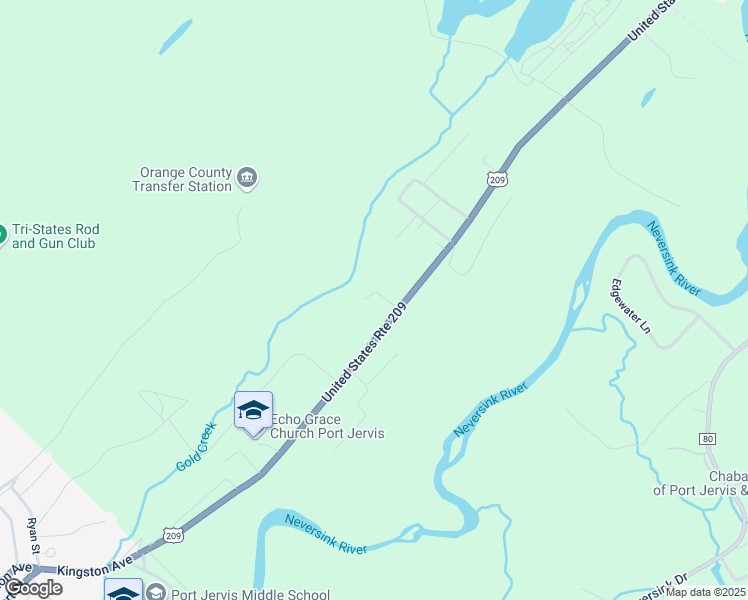 map of restaurants, bars, coffee shops, grocery stores, and more near 77 U.S. 209 in Port Jervis