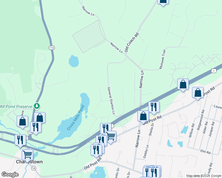 map of restaurants, bars, coffee shops, grocery stores, and more near 53 General Stanton Ln in Charlestown