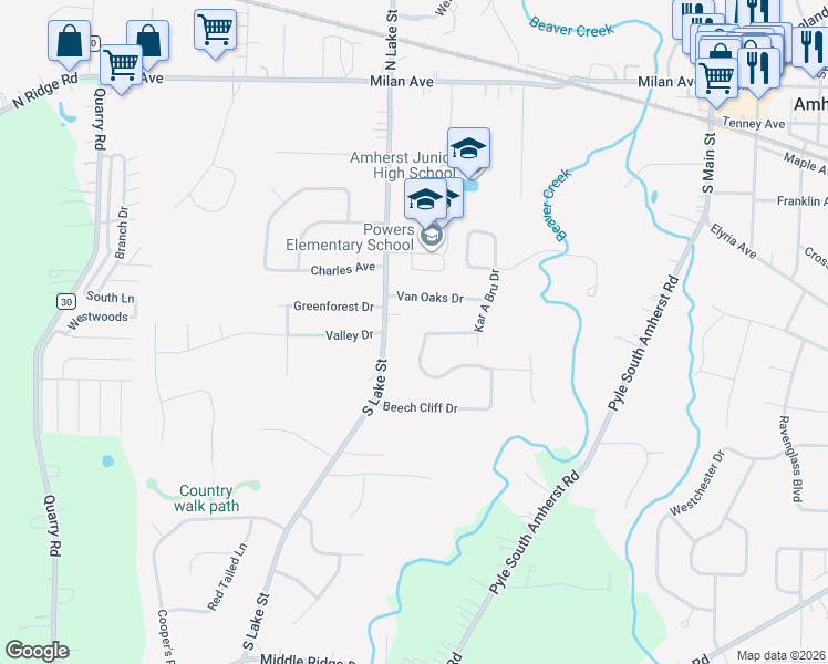 map of restaurants, bars, coffee shops, grocery stores, and more near 20 Stonehedge Way in Amherst