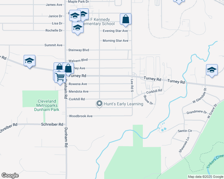 map of restaurants, bars, coffee shops, grocery stores, and more near 16105 Mendota Avenue in Maple Heights
