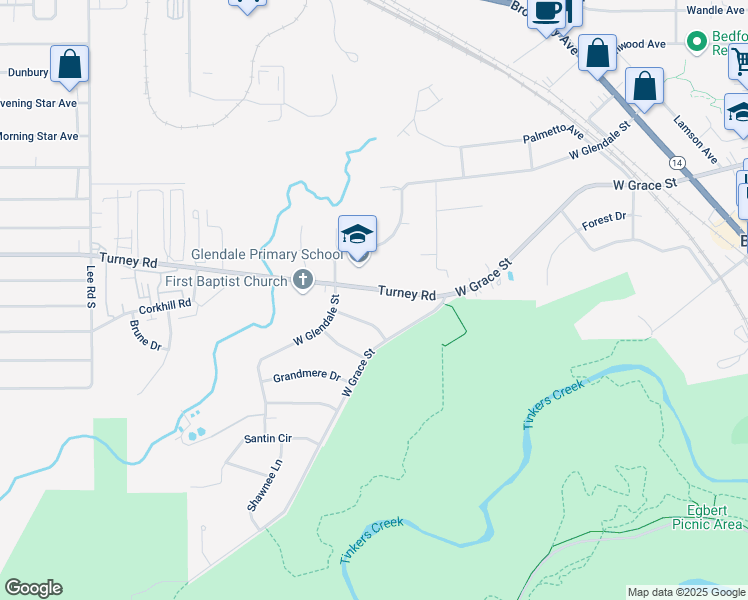 map of restaurants, bars, coffee shops, grocery stores, and more near 385 Turney Rd in Bedford