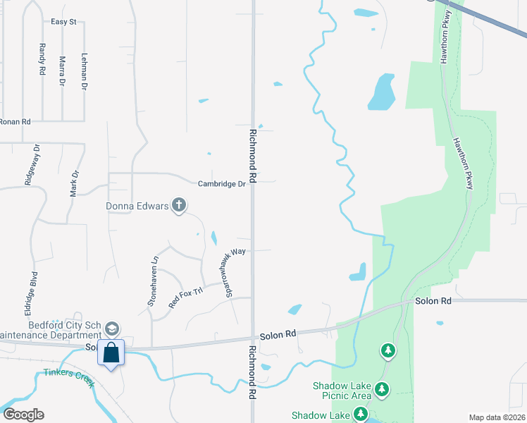map of restaurants, bars, coffee shops, grocery stores, and more near 6197 Richmond Road in Solon