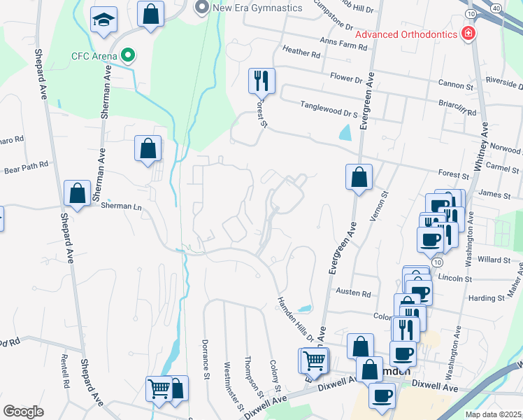 map of restaurants, bars, coffee shops, grocery stores, and more near 313 Aspen Glen Drive in Hamden
