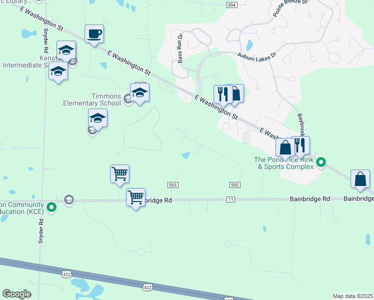 map of restaurants, bars, coffee shops, grocery stores, and more near 17548 Indian Hills Drive in Chagrin Falls
