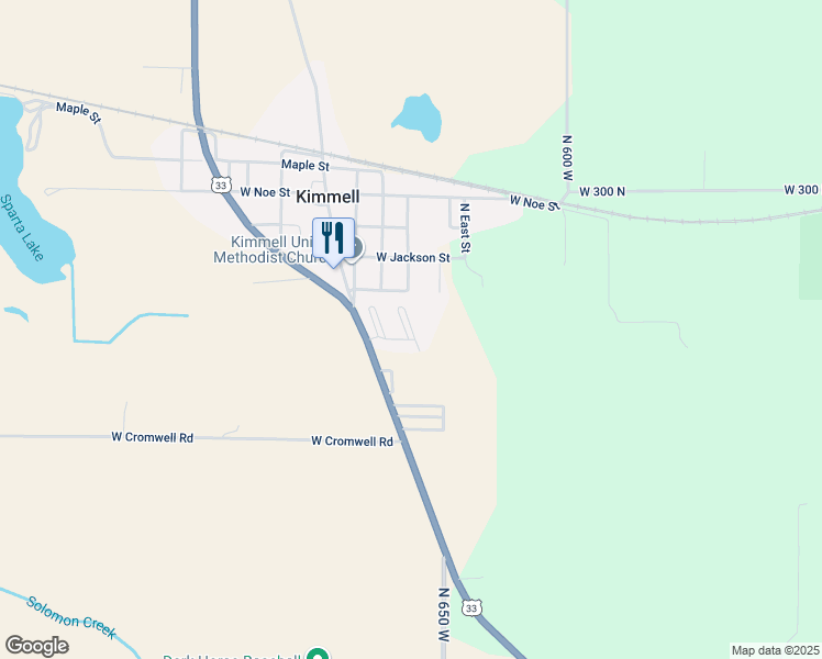 map of restaurants, bars, coffee shops, grocery stores, and more near 2790 U.S. 33 in Kimmell
