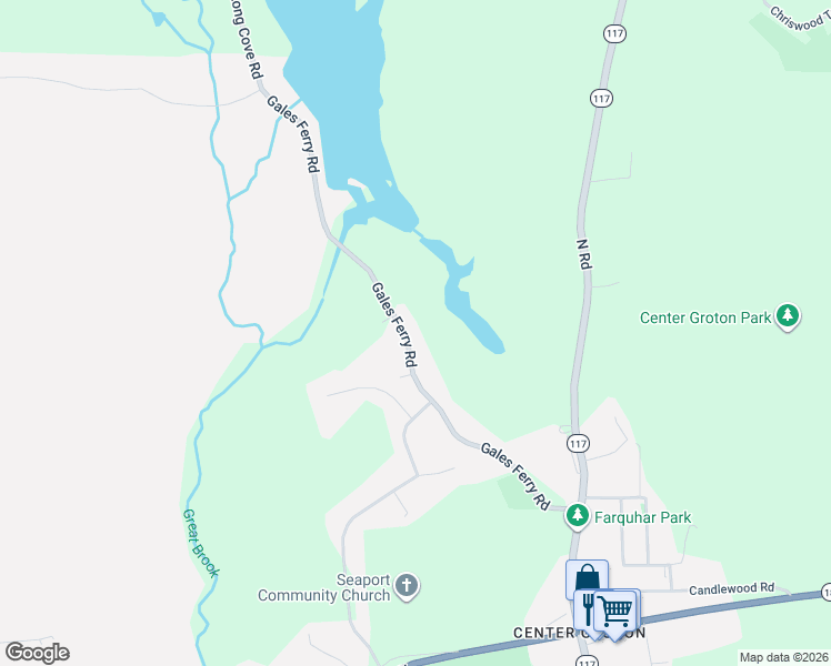 map of restaurants, bars, coffee shops, grocery stores, and more near 262 Gales Ferry Road in Groton