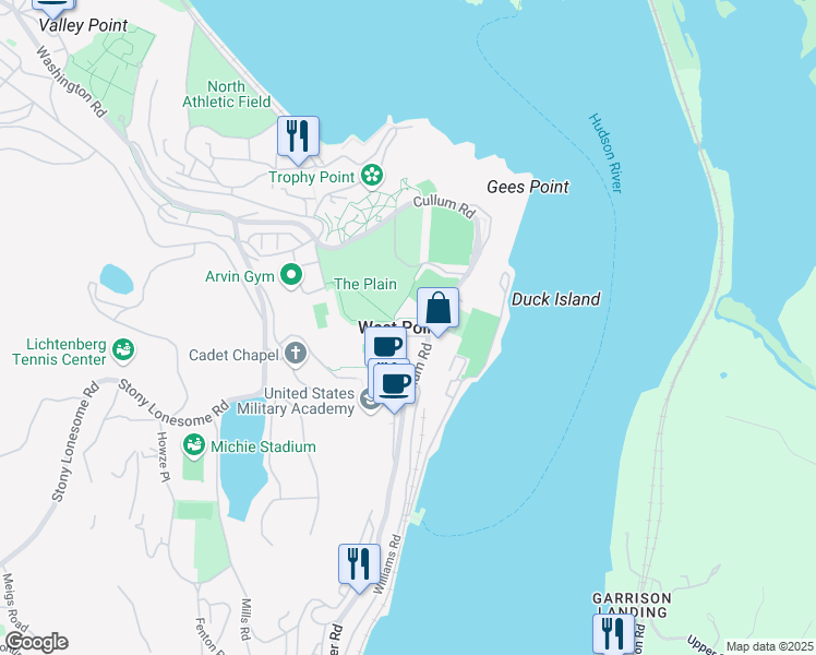 map of restaurants, bars, coffee shops, grocery stores, and more near 758 Cullum Road in West Point