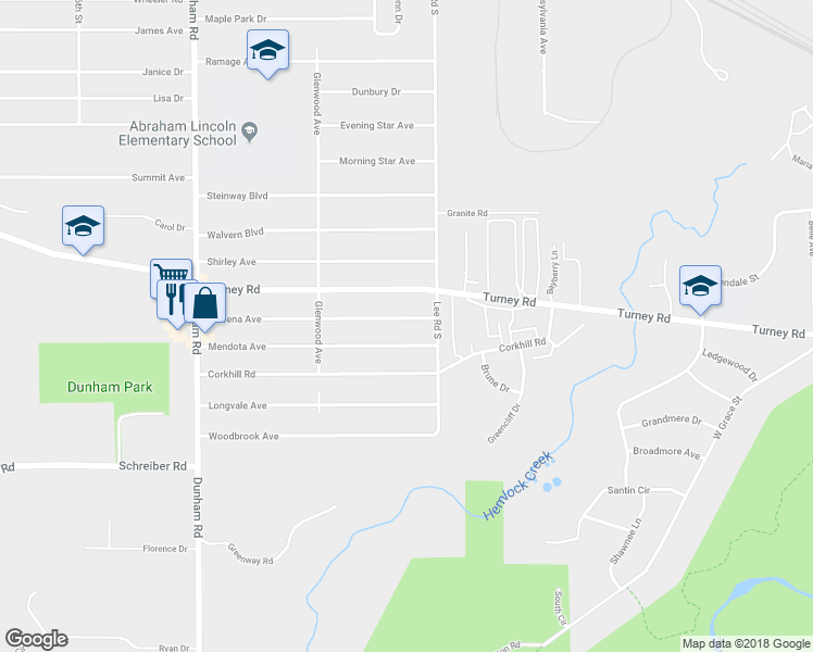 map of restaurants, bars, coffee shops, grocery stores, and more near 16012 Rowena Avenue in Maple Heights