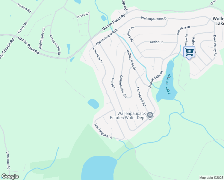 map of restaurants, bars, coffee shops, grocery stores, and more near 42 Indian Drive in Wayne County