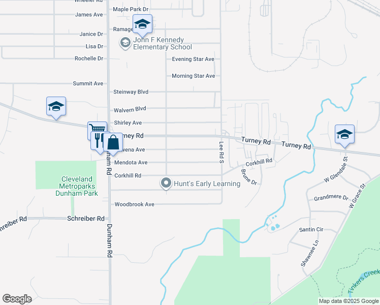 map of restaurants, bars, coffee shops, grocery stores, and more near 16105 Mendota Avenue in Maple Heights