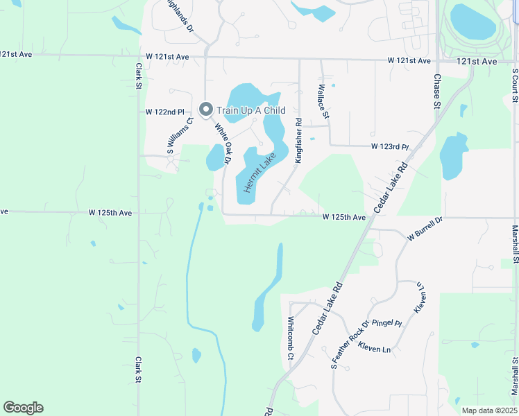 map of restaurants, bars, coffee shops, grocery stores, and more near 4109 West 125th Avenue in Crown Point