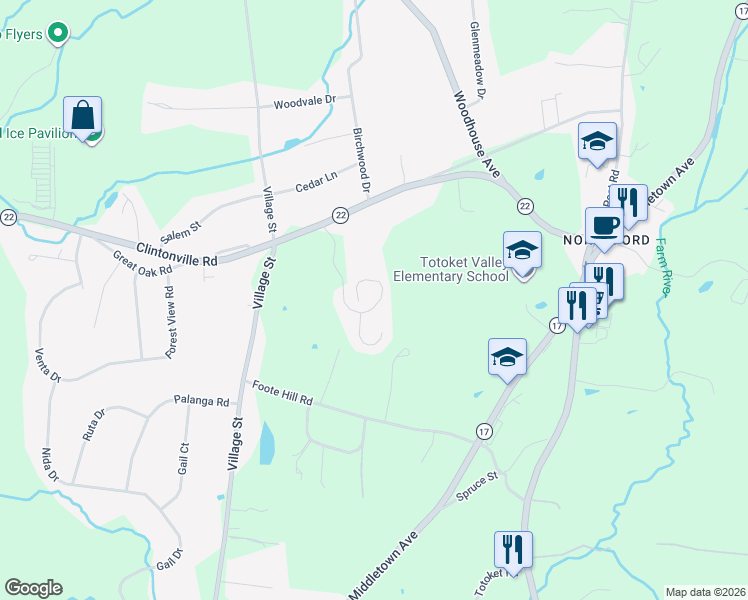 map of restaurants, bars, coffee shops, grocery stores, and more near 179 Clintonville Road in Northford
