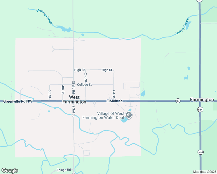 map of restaurants, bars, coffee shops, grocery stores, and more near 239 1st Street in Newton Falls